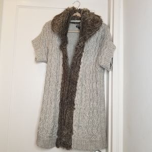 Fur lined knit sleeveless sweater